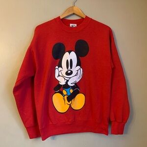 Vintage Mickey & Co. Mickey Mouse Disney Red Sweatshirt Size L 90’s Made in usa